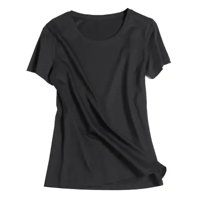 Women Mercerized Cotton V-Neck T-Shirt Green