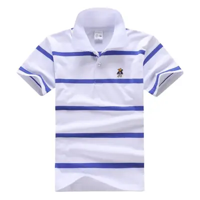 Orange Striped Boys Polo Shirt Large Medium Cotton