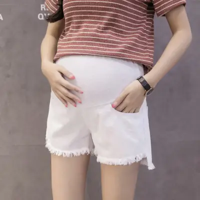 Women's Blue Denim Fringed Shorts 2023 Summer