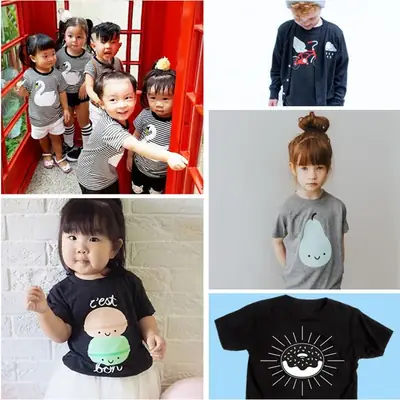 Swan Printed T-Shirt for Kids Grey Striped