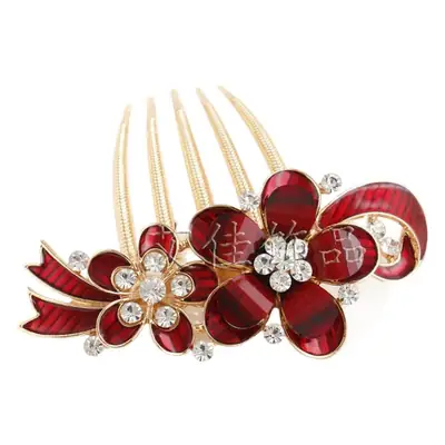 Korean Style Crystal Flower Hair Comb for Women