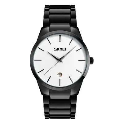Skneil Men's Black Blue Quartz Watch with Steel Band