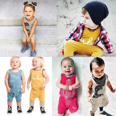Baby Cotton One-Piece Vest for Boys Girls Summer Crawling