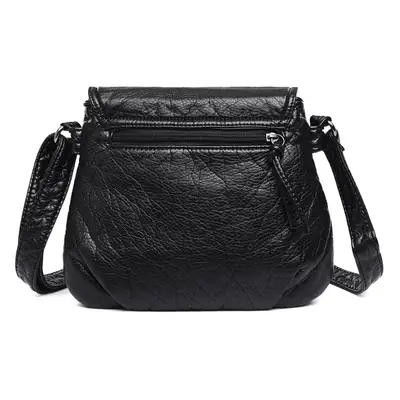 Black Washable Pleated Crossbody Bag for Women