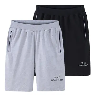 Men Cotton Knitted Shorts Grey Large Wolf Inheritance