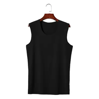 Men's Black Sleeveless Bodybuilding Vest Solid Color