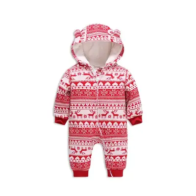 Baby Fleece Lined Hooded Sweatshirt Red White