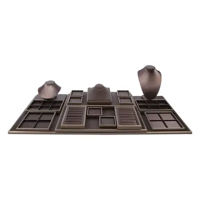 Pearl Necklace & Earrings Display Tray with PU Leather