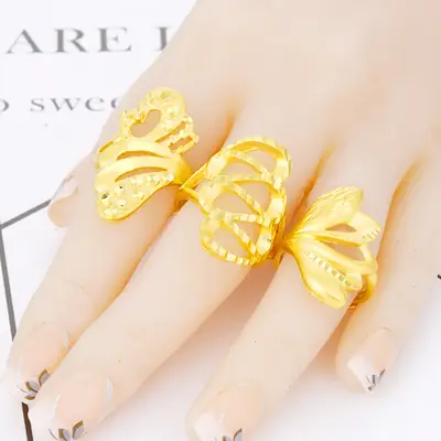 Vietnamese Sand Gold Sandblasting Ring No Fade Long Lasting