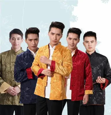 Golden Reversible Chinese Tang Suit Men Long Sleeve