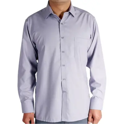 Long Sleeve Cotton Shirt for Men, Blue, Loose Fit, Flat Sway