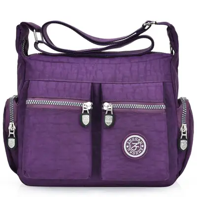Women's Red Crossbody Bag with Zip Pockets