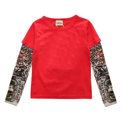 White Long Sleeve T-Shirt with Printed Arm Design