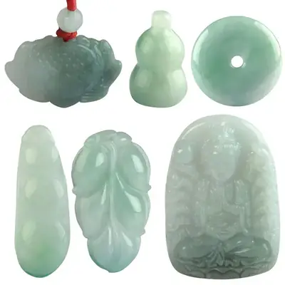 Green Jade Gourd Pendant Set of 4