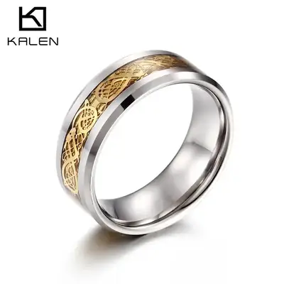 Tungsten Steel Dragon Ring for Men Women