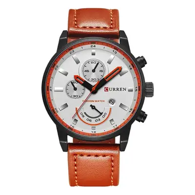 Men's Black Multi-Function Chronograph Watch with Leather Strap