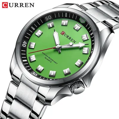 Men's Green Dial Waterproof Steel Watch