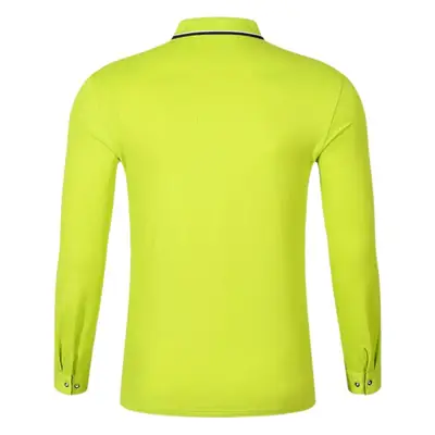 Men Navy Pique Polo Long Sleeve Golf Style Shirt