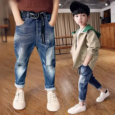 Boys Slim Jeans 2025 Spliced Winter Thickener
