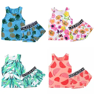Baby Floral Cotton Vest Shorts Set for Girls