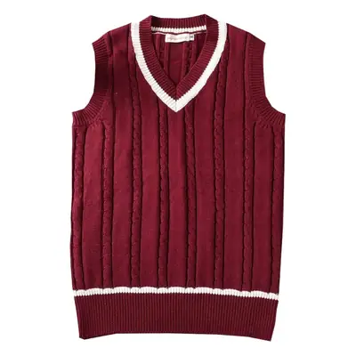 Men's Maroon Twist Knit V-Neck Vest