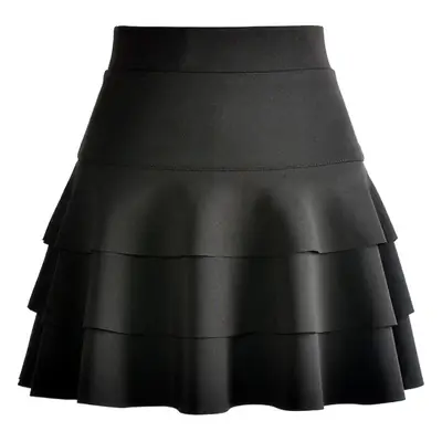 Black Three Layer High Waist Skirt Large Size