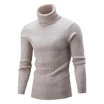 Men Navy Knit Turtleneck Winter Wear