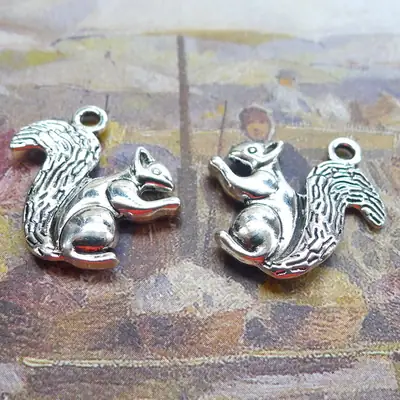 Squirrel Silver Alloy Jewelry Pendants 19x20mm