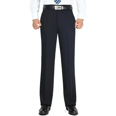 Men's Grey High Waist Loose Suit Pants Business Formal