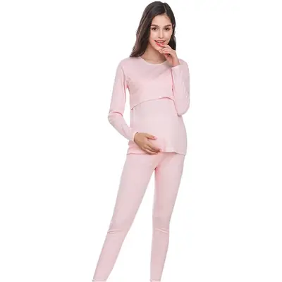 Pregnant Women Cotton Thermal Nightwear Pink