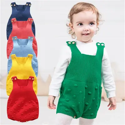 Baby Jumpsuit Pure Cotton Knitted Strap Hattie 0-1-2Yrs