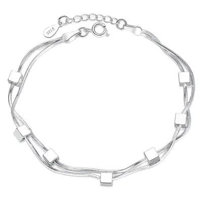 Silver Double Snake Bone Bracelet for Women