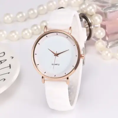 Couple Silicone Quartz Watch Black Rose Gold