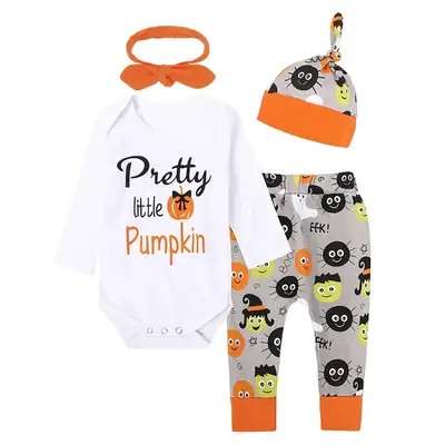 Halloween Pumpkin T-Shirt for Girls 4Pc Set