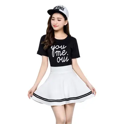 Black Pleated Skirt for Women High Waist Puffy