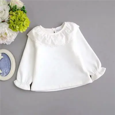White Lace Long Sleeve Baby T-Shirt for Girls
