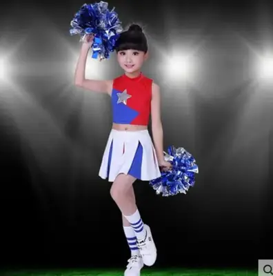 Kids Cheerleading Outfit Red Blue Star Shorts