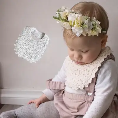 Baby Lace Baby Bib with Fake Collar for Girls