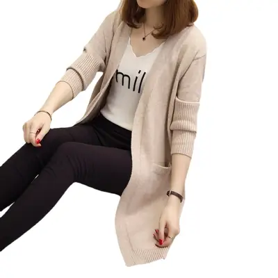 2022 Women's Mid-Length Knitted Cardigan Sweater