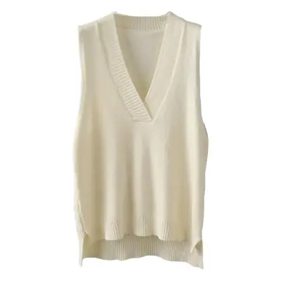 Grey V-Neck Knitted Vest for Women