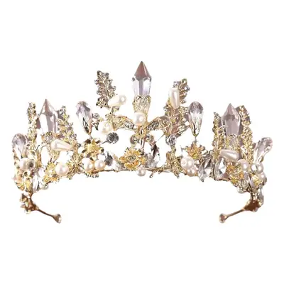 Luxury Bridal Crown with Crystal Mori Pearl Gold
