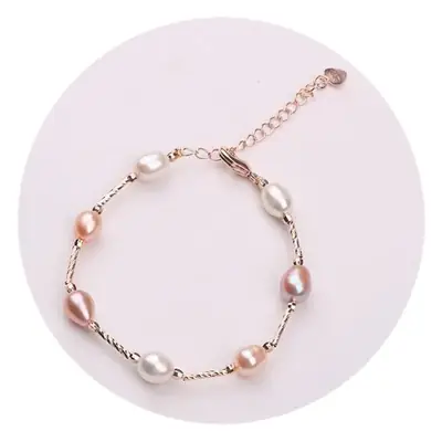 Small Fresh Handmade Pearl Bracelet 7-8mm Mixed Color
