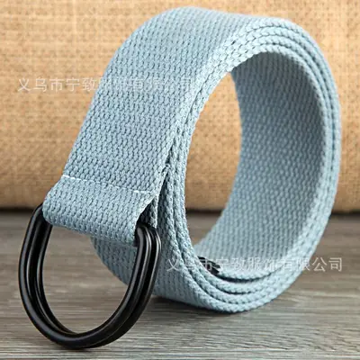 Double-Ring Buckle Canvas Belt Navy Black Men Women