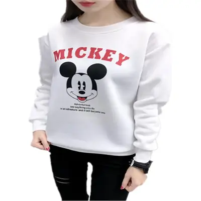2025 Mickey Print Plus Size Fleece Lined Sweatshirt