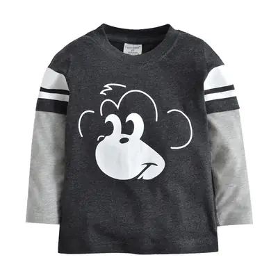 New Long-Sleeved Kids T-Shirt Black White Ghost Print