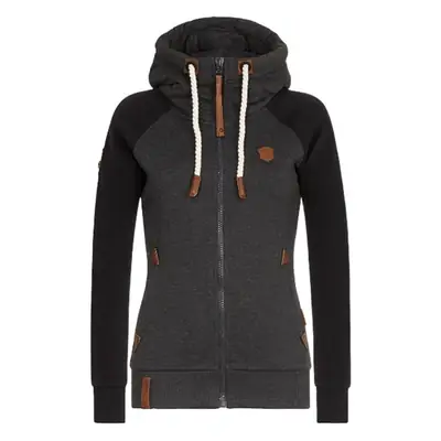 Women Hooded Sweatshirt Light Blue Gray Full Zip