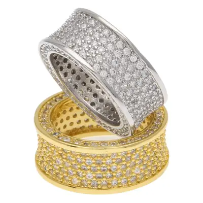 18K Gold Diamond Embedded Hip Hop Ring for Men