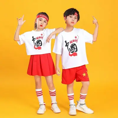 New Kids Cheerleading Dress Red White Kids Jazz Dance