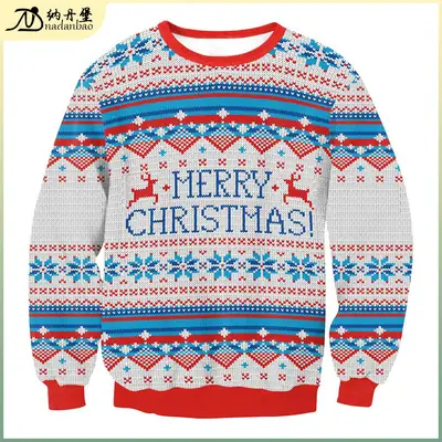 2024 Women's Digital Printed Christmas Sweatshirt Round Neck