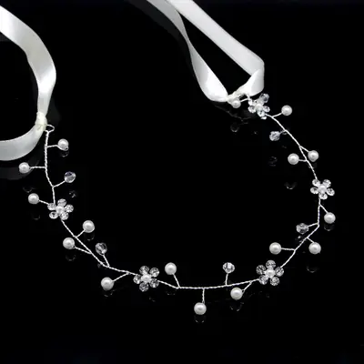 European & American Rhinestone Pearl Crystal Bridal Hair Band